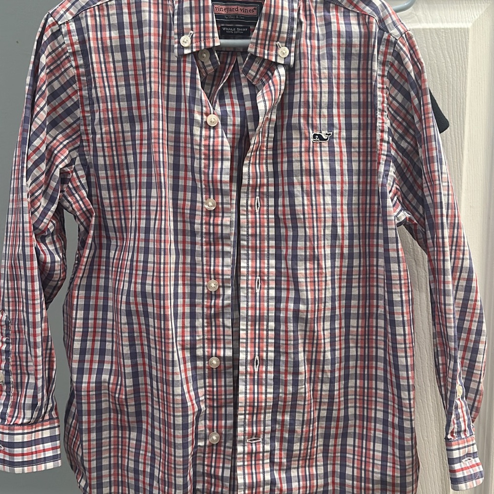 Vineyard Vines Red, Blue & White Plaid Button-Down Shirt